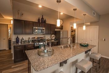 Wooden flooring apartment with dining and kitchen